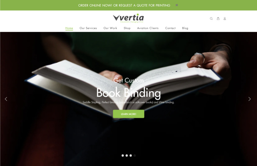 Vertia website in 2023